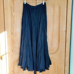 Silk Broomstick Maxi Skirt, Black,  Size 10